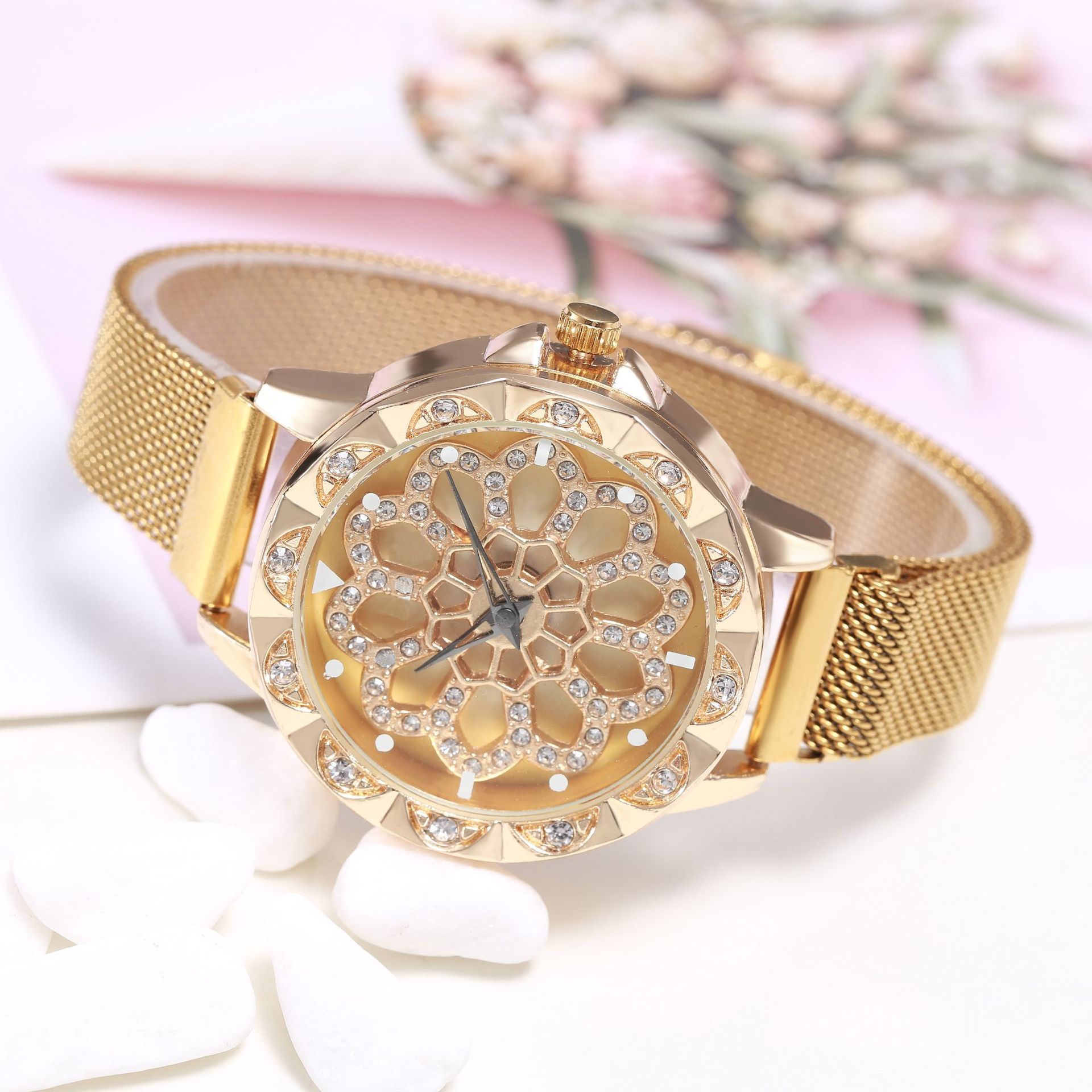 Fashion Women Flower Rhineston - Luxury Watch Girl recension och pris