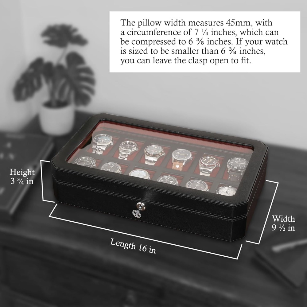 Luxury 12-Slot Watch Box - Lea - Luxury Watch Travel Case recension och pris