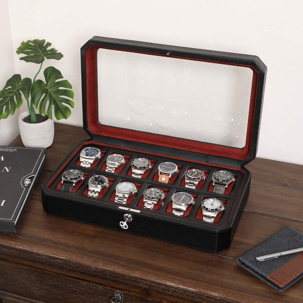 Luxury 12-Slot Watch Box - Lea - Luxury Watch Travel Case recension och pris