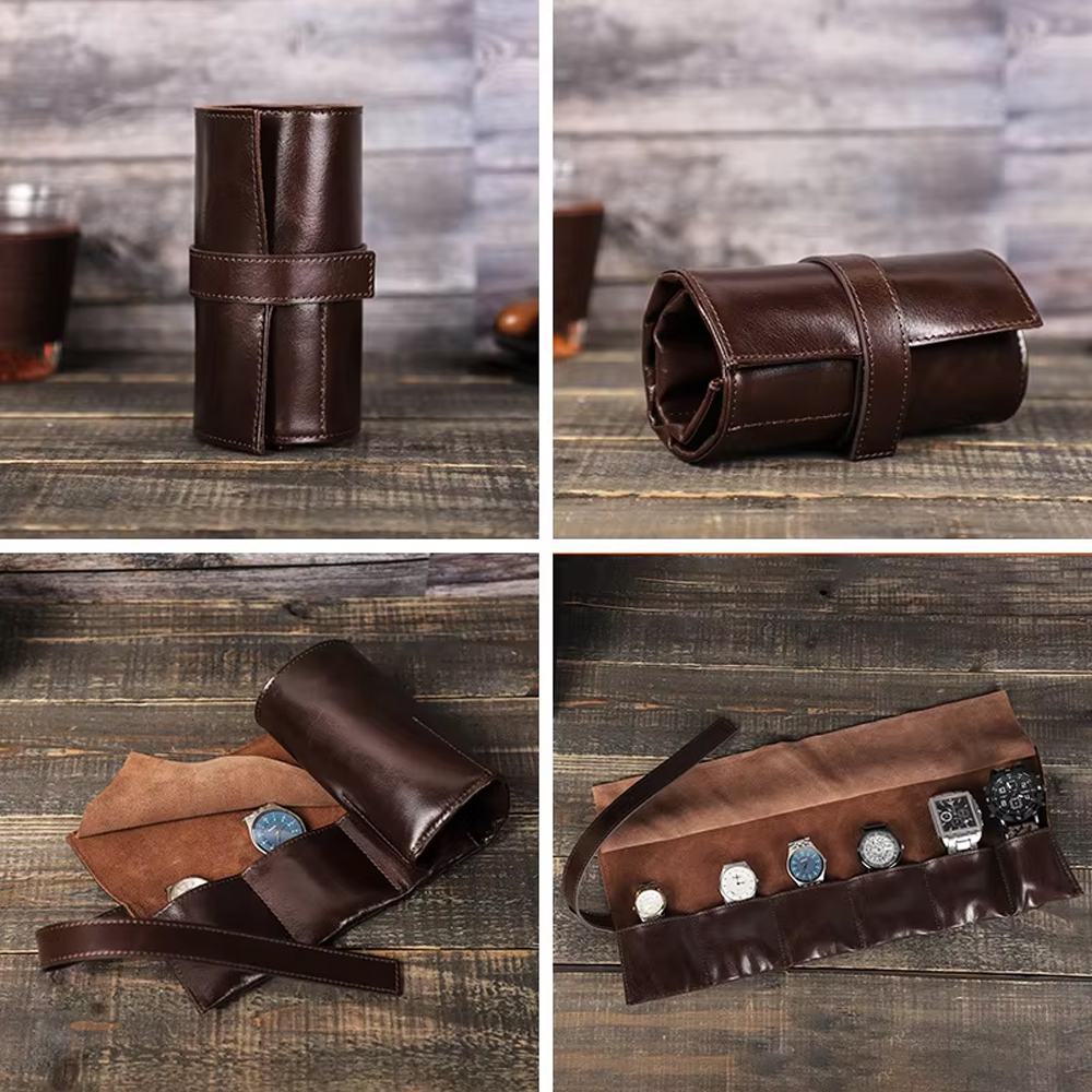 100% Genuine Cowhide Leather W - Luxury Watch Travel Case recension och pris